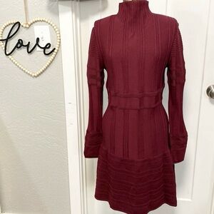 LEON MAX KNIT DRESS RED LONG SLEEVE SIZE LARGE